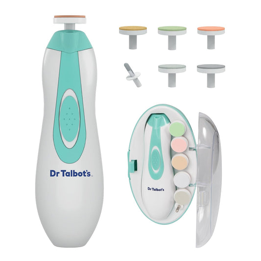 Dr. Talbot’s Electric Nail Trimmer for Babies 6 Heads, LED Light, 2 Speeds with Storage Case