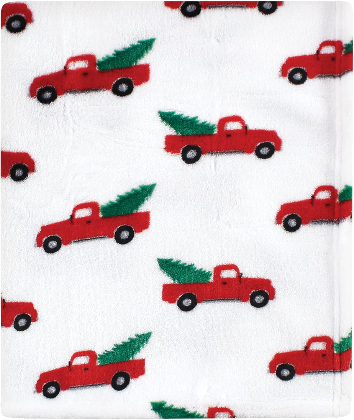 Hudson Baby Unisex Baby Silky Plush and Coral Fleece Blanket, Christmas Tree Truck, 30x36 inches