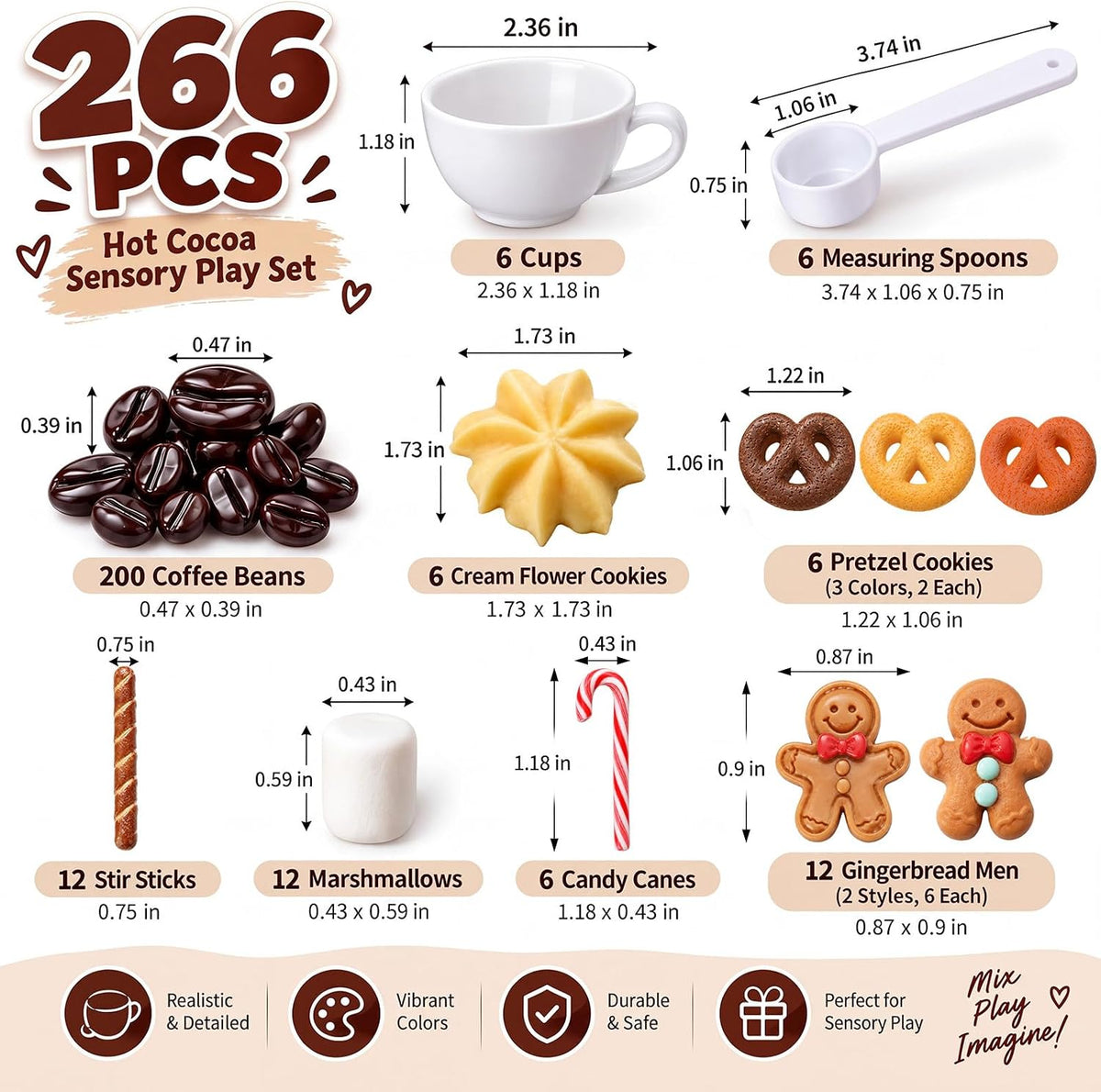 266 Pcs Hot Cocoa Christmas Sensory Bin Items Winter Sensory Toys
