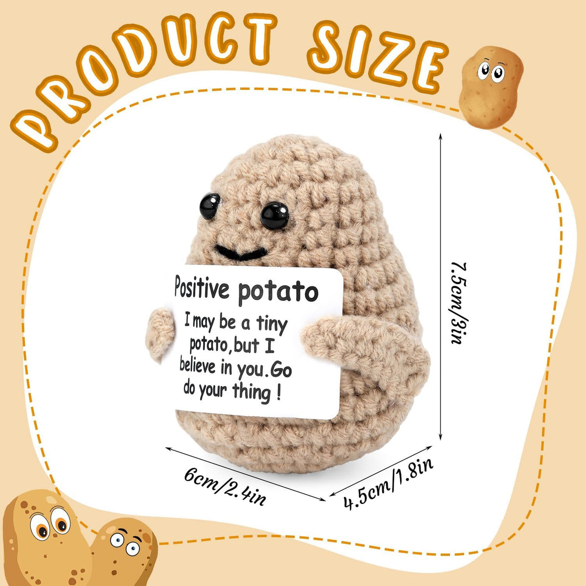 Mini Funny Knitted Wool Crochet Potato Doll Toy with Positive Card