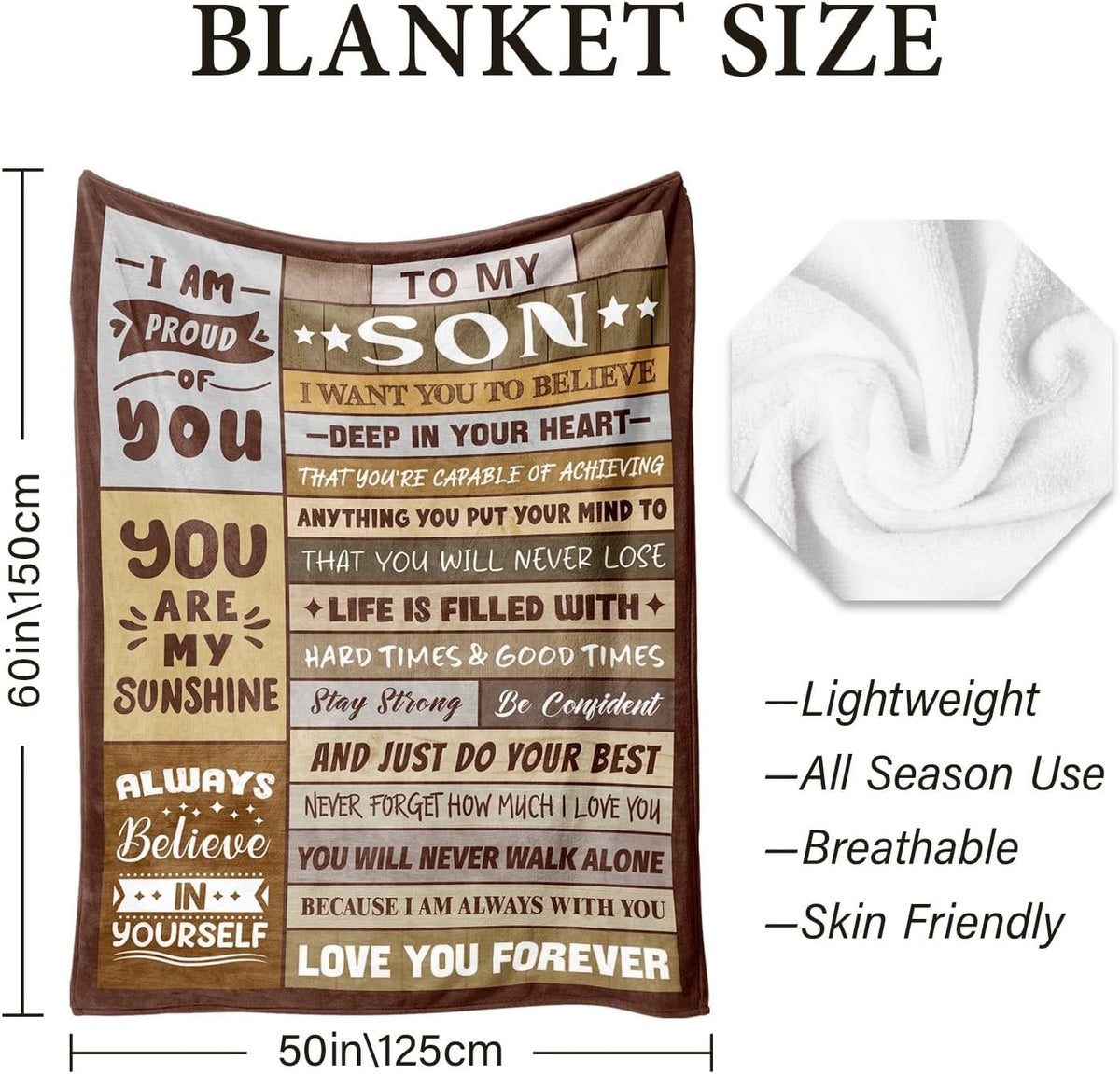 Birthday Gifts for Son from Mom or Dad, to My Son Blanket 50"x60"