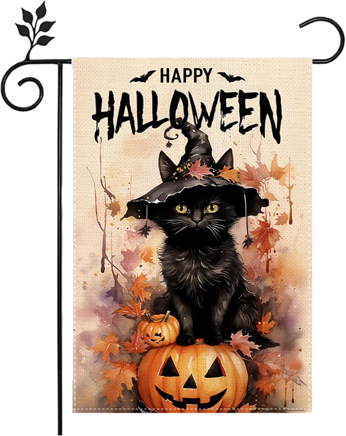 12×18 in Double-Sided Halloween Cat & Pumpkin Garden Flag Ghost Welcome Yard Décor | USA Decoration®