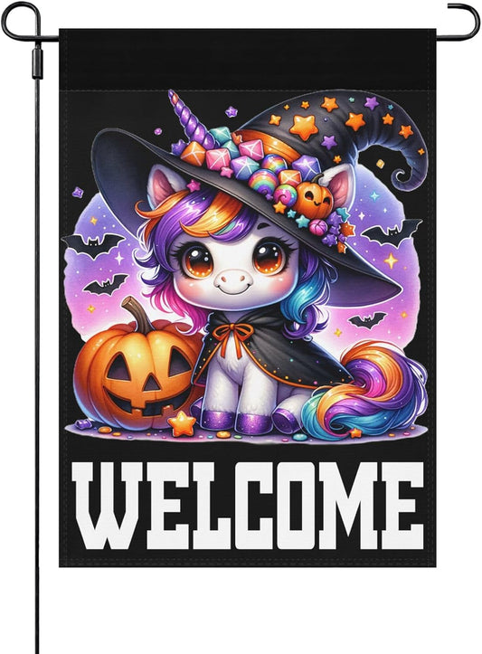 Cute “Welcome” Halloween Garden Flag Double-Sided Decorative Yard Banner | USA Decoration®