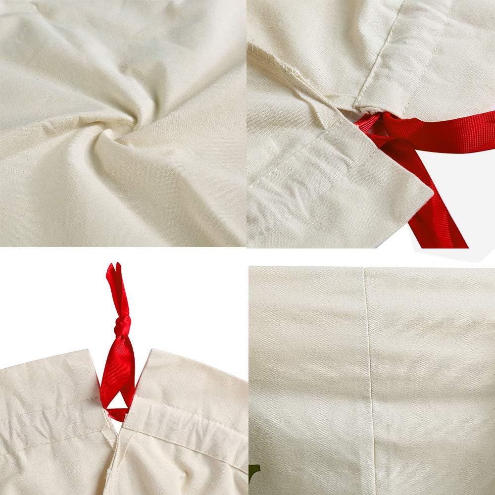 Skyocean Christmas Gift Canvas Bags with Red Drawstring Extra Large 39.4" X 27.6" Santa Sacks for Xmas Stockings Presents Holder for Kids Boys Girls. (Extra Large)