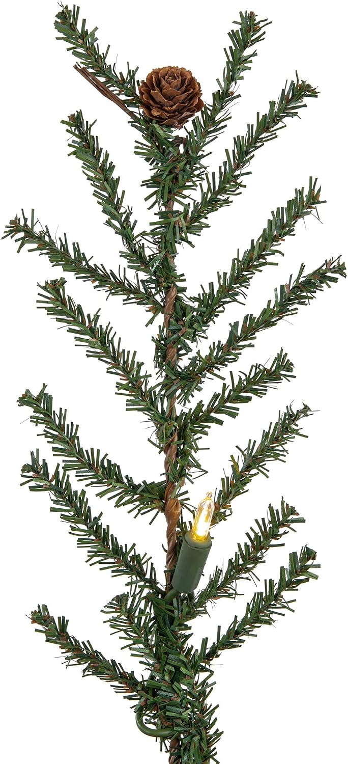 Vickerman 30" Tall Caramel Pine Artificial Christmas Tree, 50 Warm White Italian LED Mini Lights, Seasonal Indoor Home Decor with Decorative Burlap Base