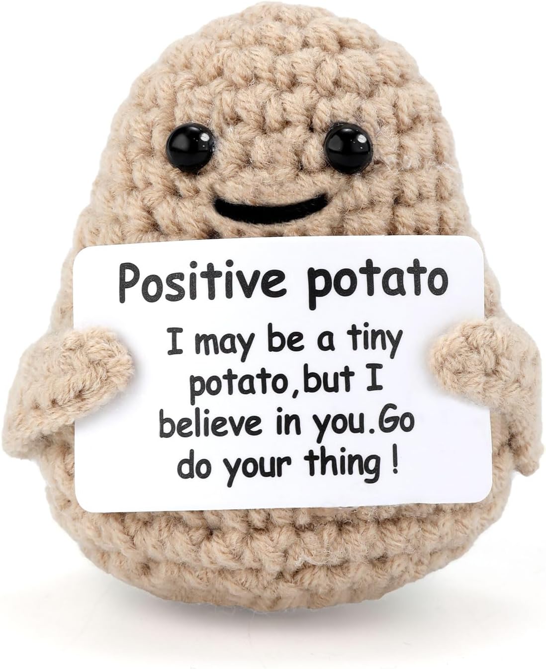 Mini Funny Knitted Wool Crochet Potato Doll Toy with Positive Card