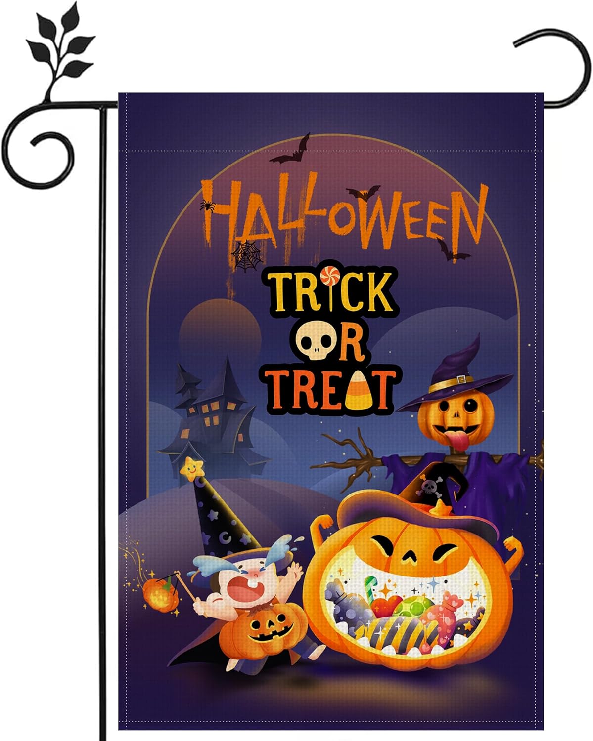 12×18 in Double-Sided Halloween Trick or Treat Garden Flag Ghost & Pumpkin Outdoor Décor | USA Decoration®