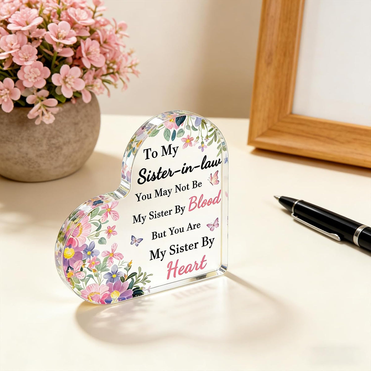 Sister In Law Birthday Gifts from Sister Brother Acrylic Heart Decoration