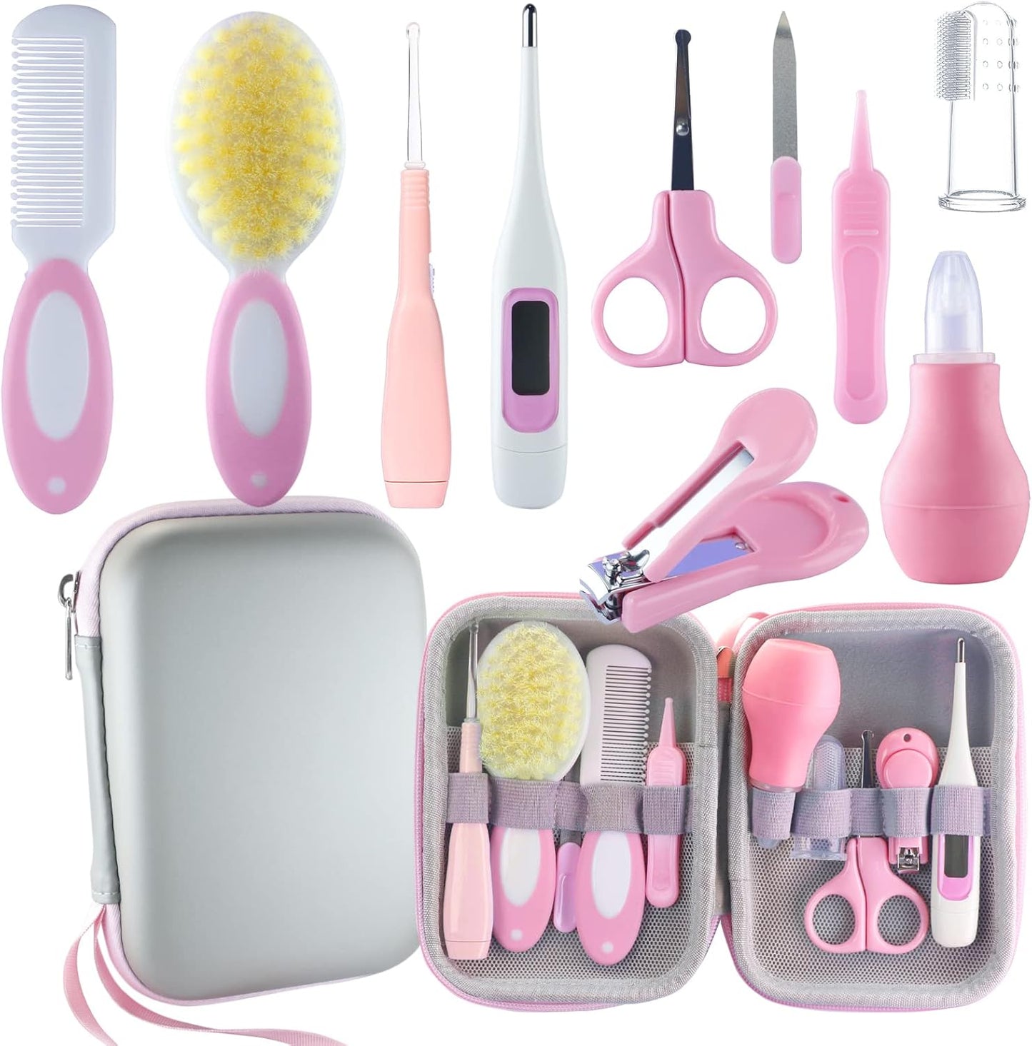 Baby Grooming Kit 10 in 1 Newborn Essentials Portable Baby Care Set Pink