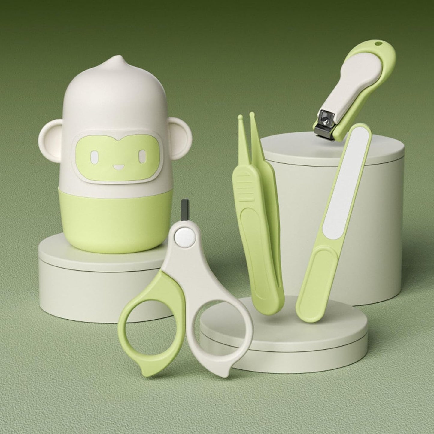 Baby Nail Kit Manicure Pedicure Set Clippers Scissors File Tweezers Green