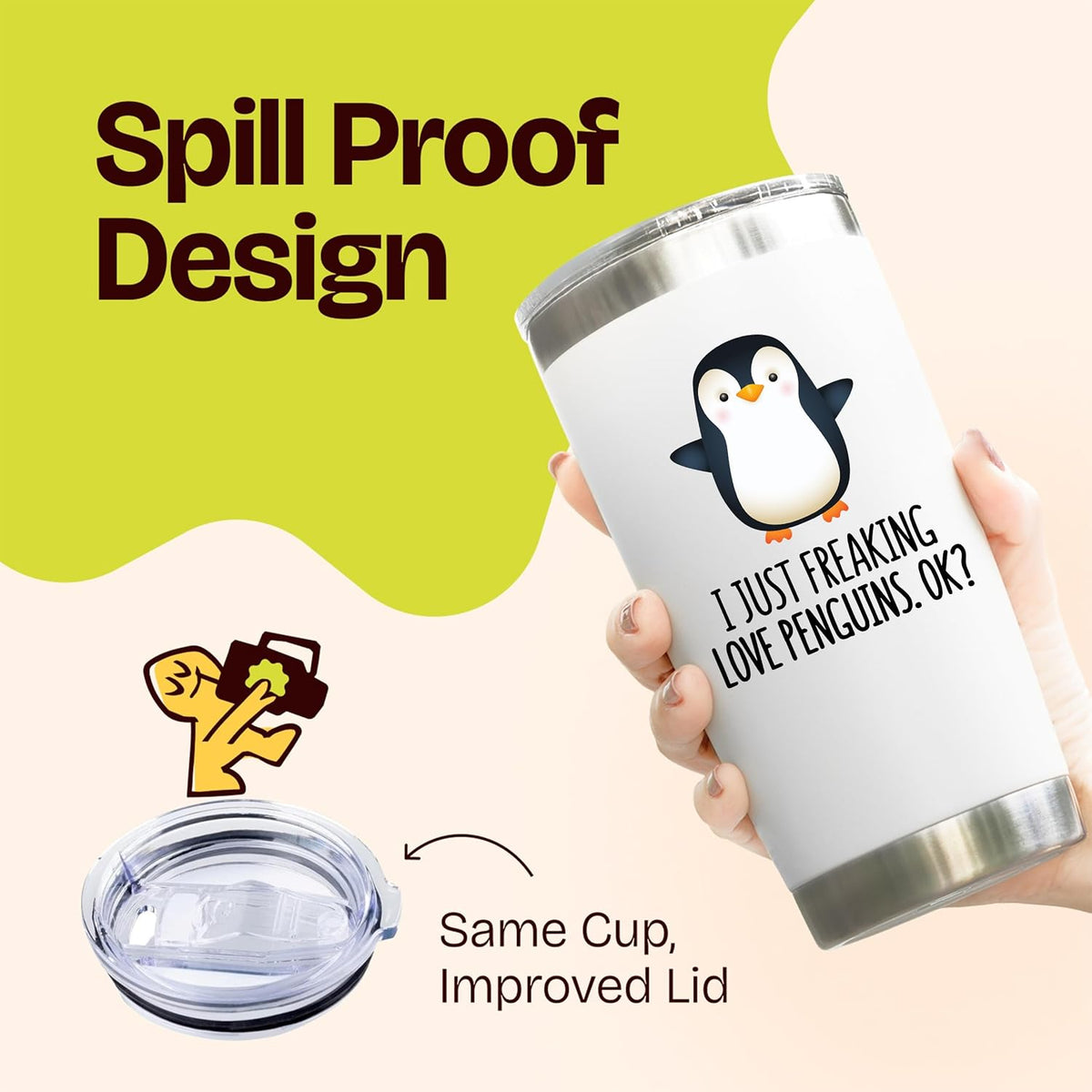 KLUBI Penguin Gifts for Women - 20oz Penguin Tumbler Themed Christmas Gifts With Penguins Gift Ideas Penguin Figurines Teacher Gifts Gag Gifts for Her