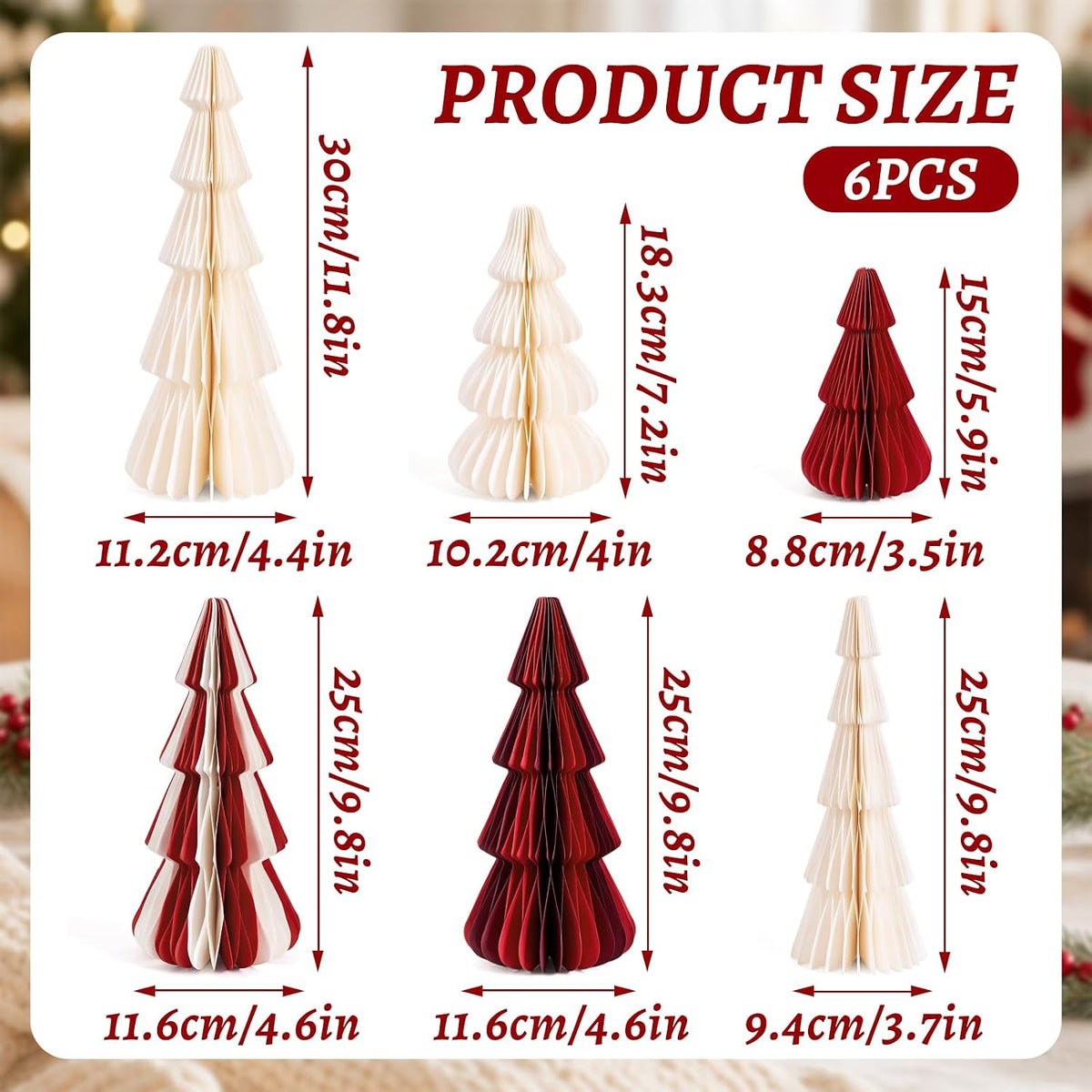 SUNBEAUTY Paper Christmas Trees, Christmas Centerpiece, Honeycomb Trees