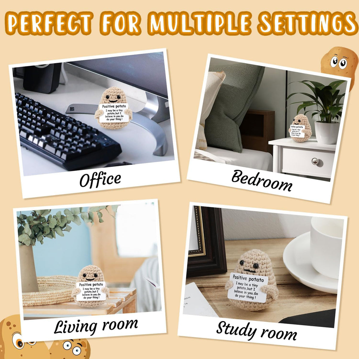 Mini Funny Knitted Wool Crochet Potato Doll Toy with Positive Card