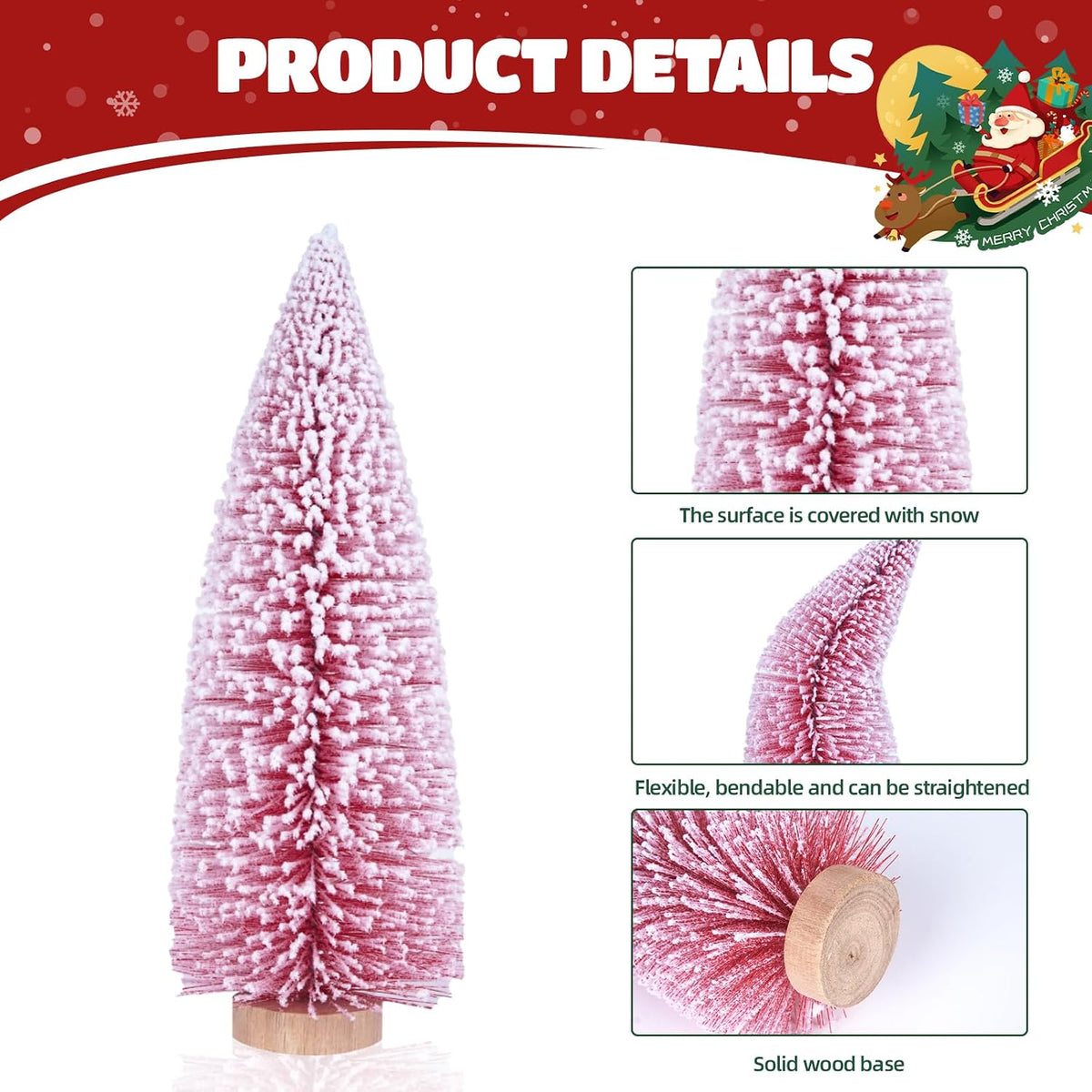 9 Pcs Pink Bottle Brush Trees for Christmas Room Decorations, Table DÃ©cor, Creating Pink Wonderland Christmas DÃ©cor (4 to 10 Inch)
