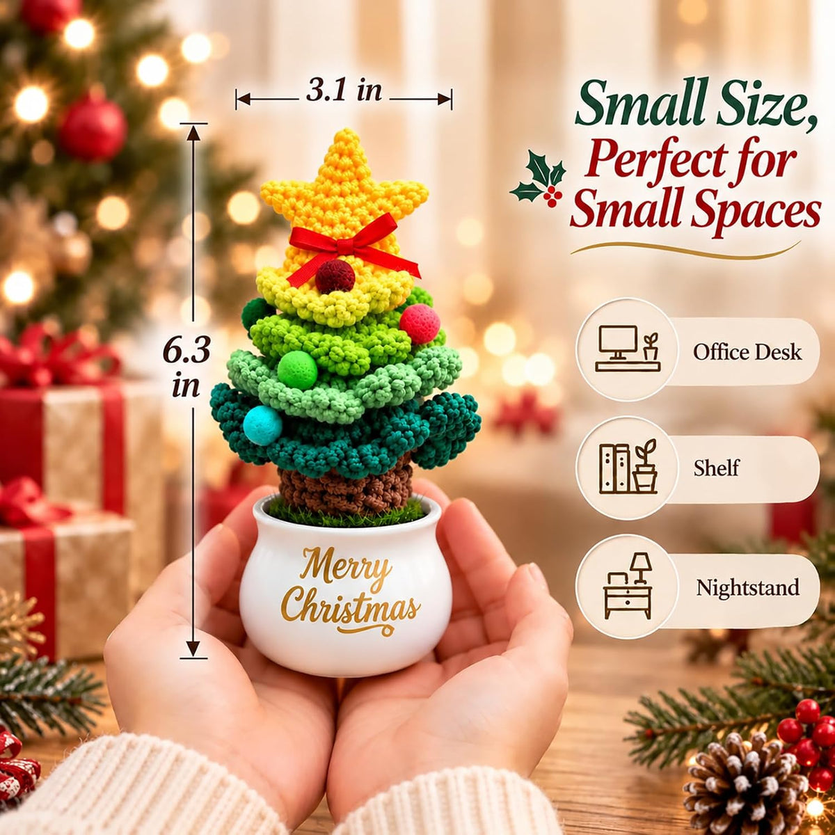 Crochet Christmas Tree Gifts for Women, Friends, Coworkers, Christmas Decor