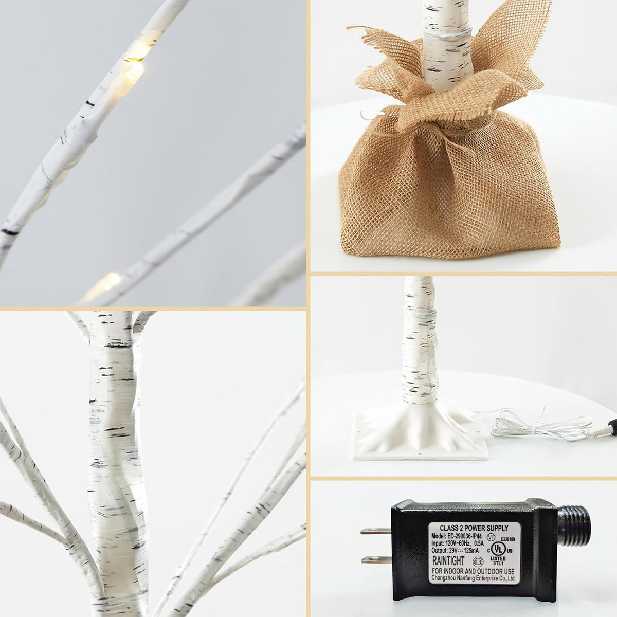 HOLILLUMA Outdoor Christmas Decoration LED Lighted Birch Trees 3 Packs
