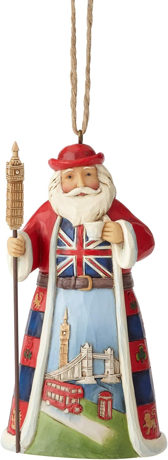 Enesco Jim Shore Heartwood Creek British Santa Hanging Ornament, 4.5", Multicolor for Christmas