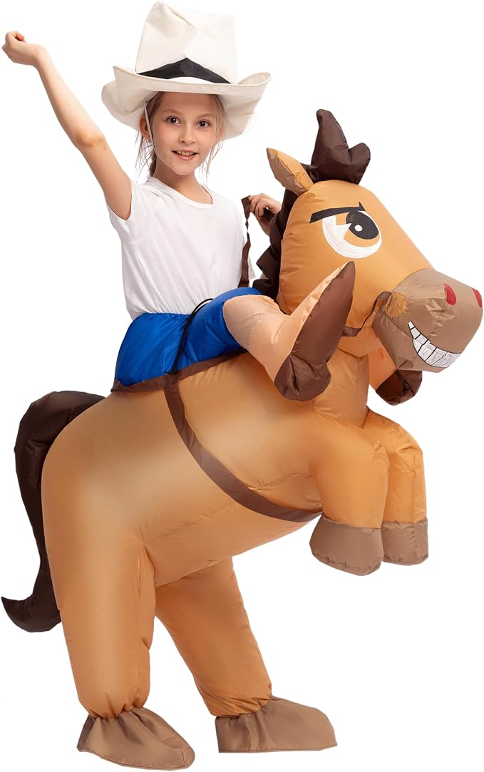 Spooktacular Creations Inflatable Horse Costume for Kids, Blow up Cowboy Costume, Horse Inflatable Suit for Halloween