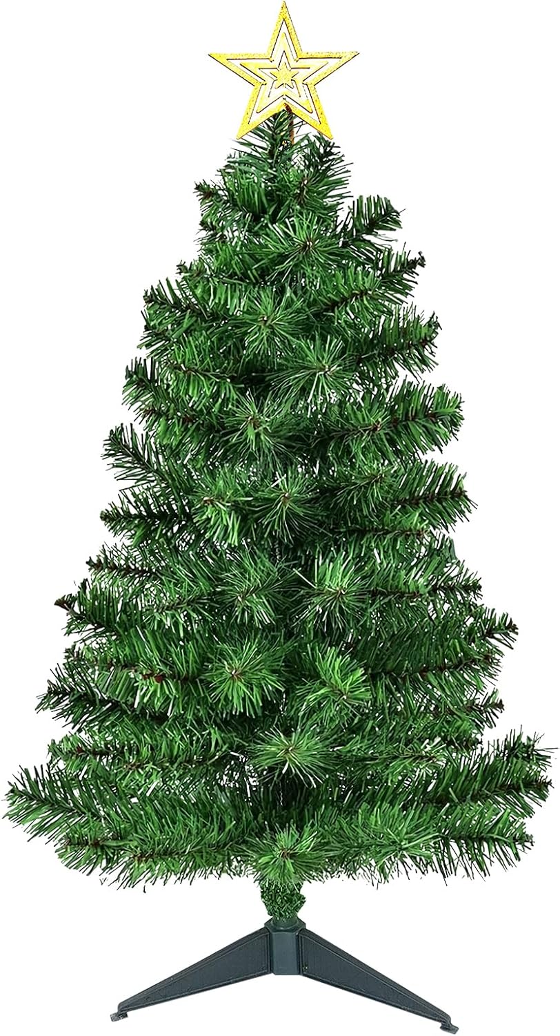 DUUDO 3FT Premium Hinged Artificial Holiday Small Mini Christmas Tree for Tabletop,Home, Office, Indoor and Outdoor Holiday Decoration,Easy Assembly Metal Hinges & Foldable Base