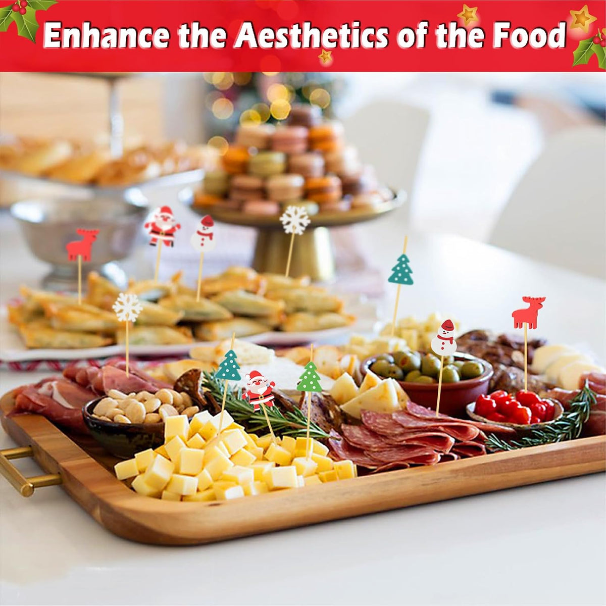 Christmas Cocktail Picks, 6 Style Christmas Theme Toothpicks for Appetizers