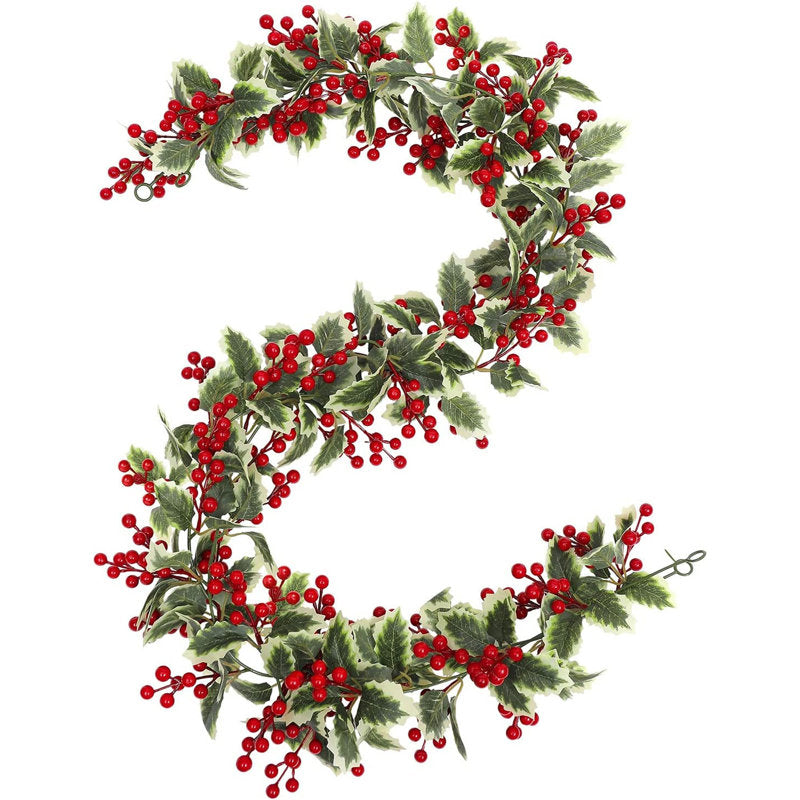 4 ft Pom Pom Christmas Garland framing a front doorway