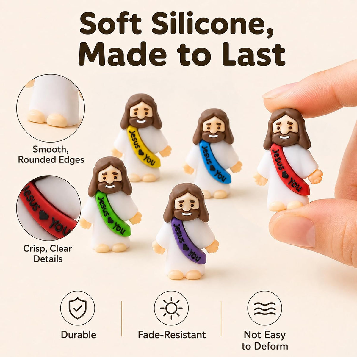 36 Pack Little Jesus Figurines in Bulk, Jesus Loves You Figures, Small Jesus Figurines, Tiny Jesus Figures for Church Christmas Party Favors Religious Easter Gifts for Egg Stuffers