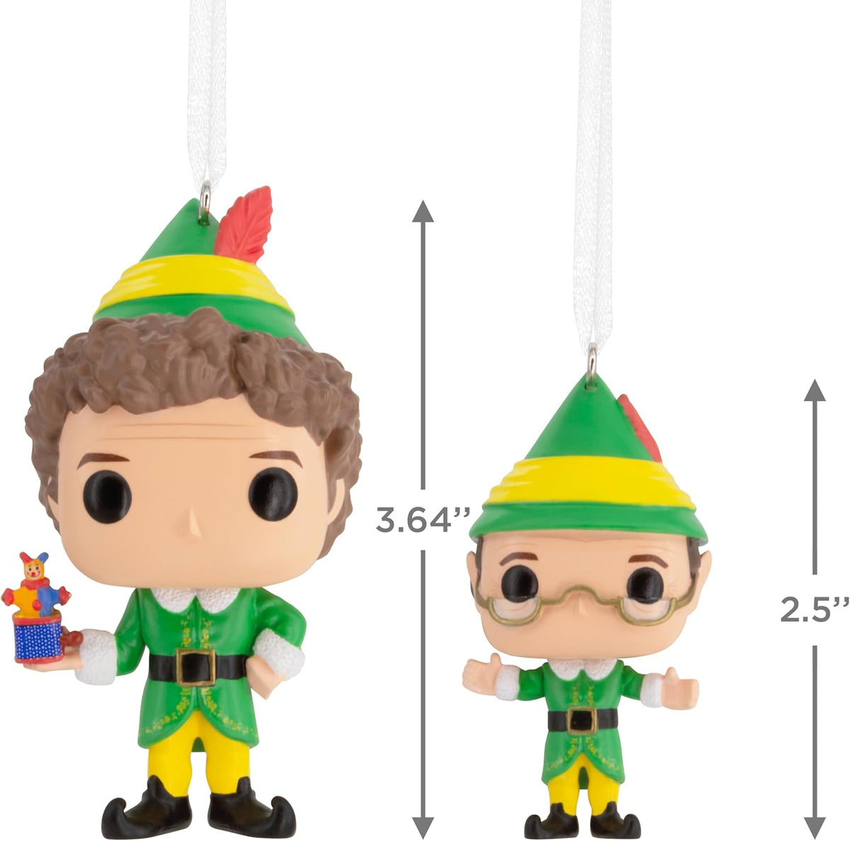 Hallmark Elf Buddy The Elf and Papa Elf Funko POP! Christmas Ornaments, Set of 2, Pop Culture Gifts