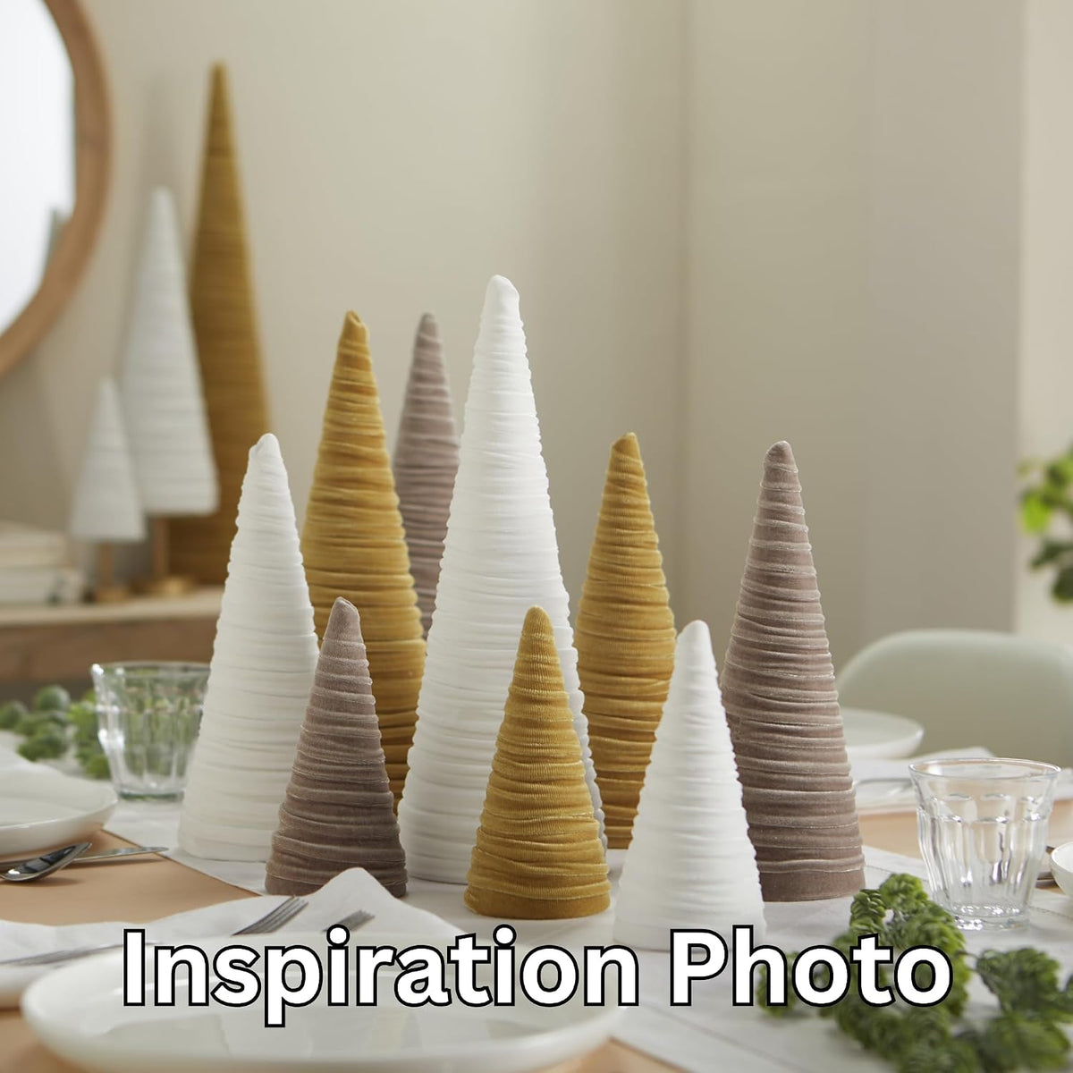 Gold Velvet Trees, Set of 3, Gold