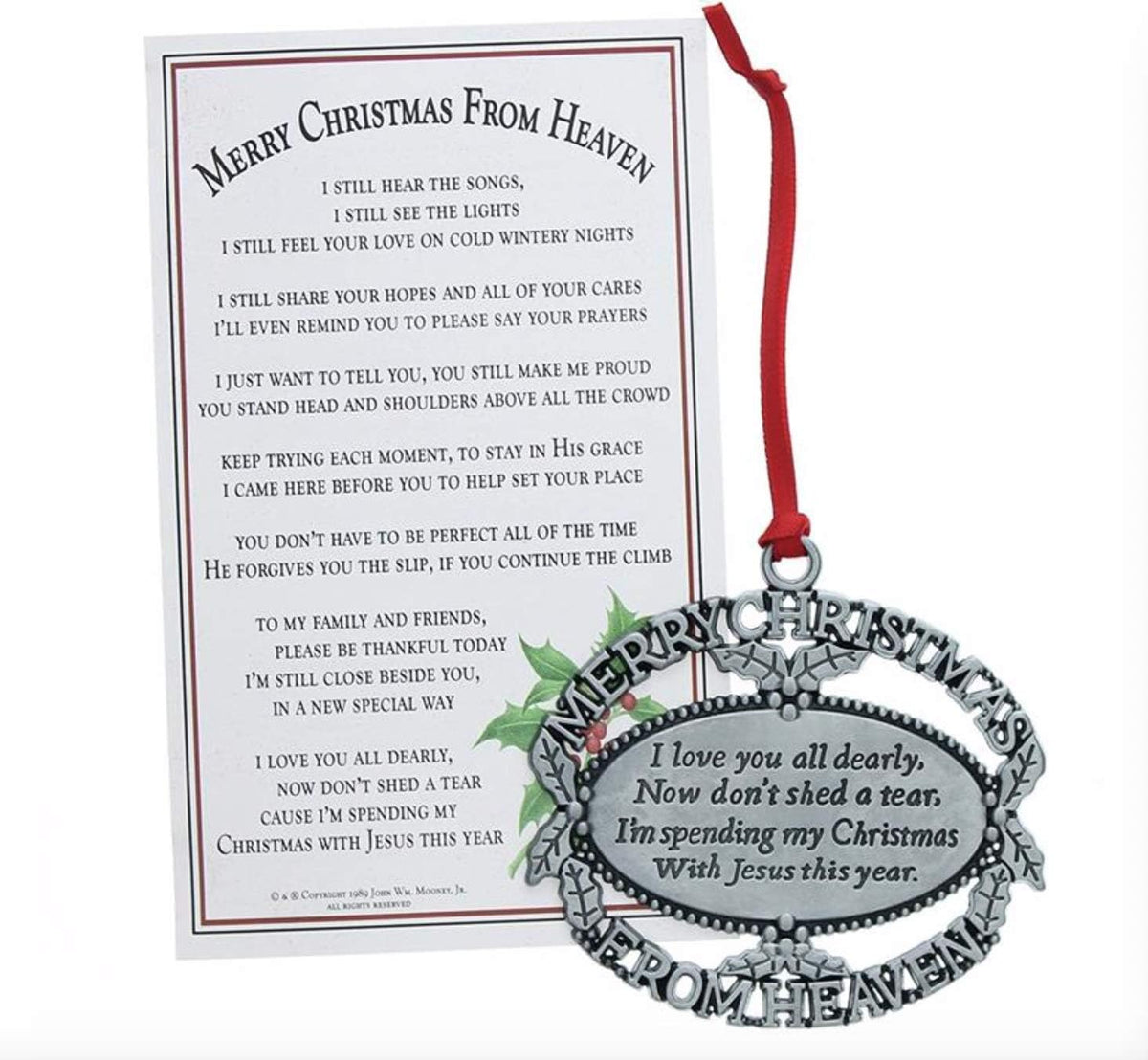 Â® Pewter Finish Keepsake Memorial Ornament with Poem in Gift Box - Rememberance Gift for Christams Trees or Year Round Respect for a Departed Loved One.