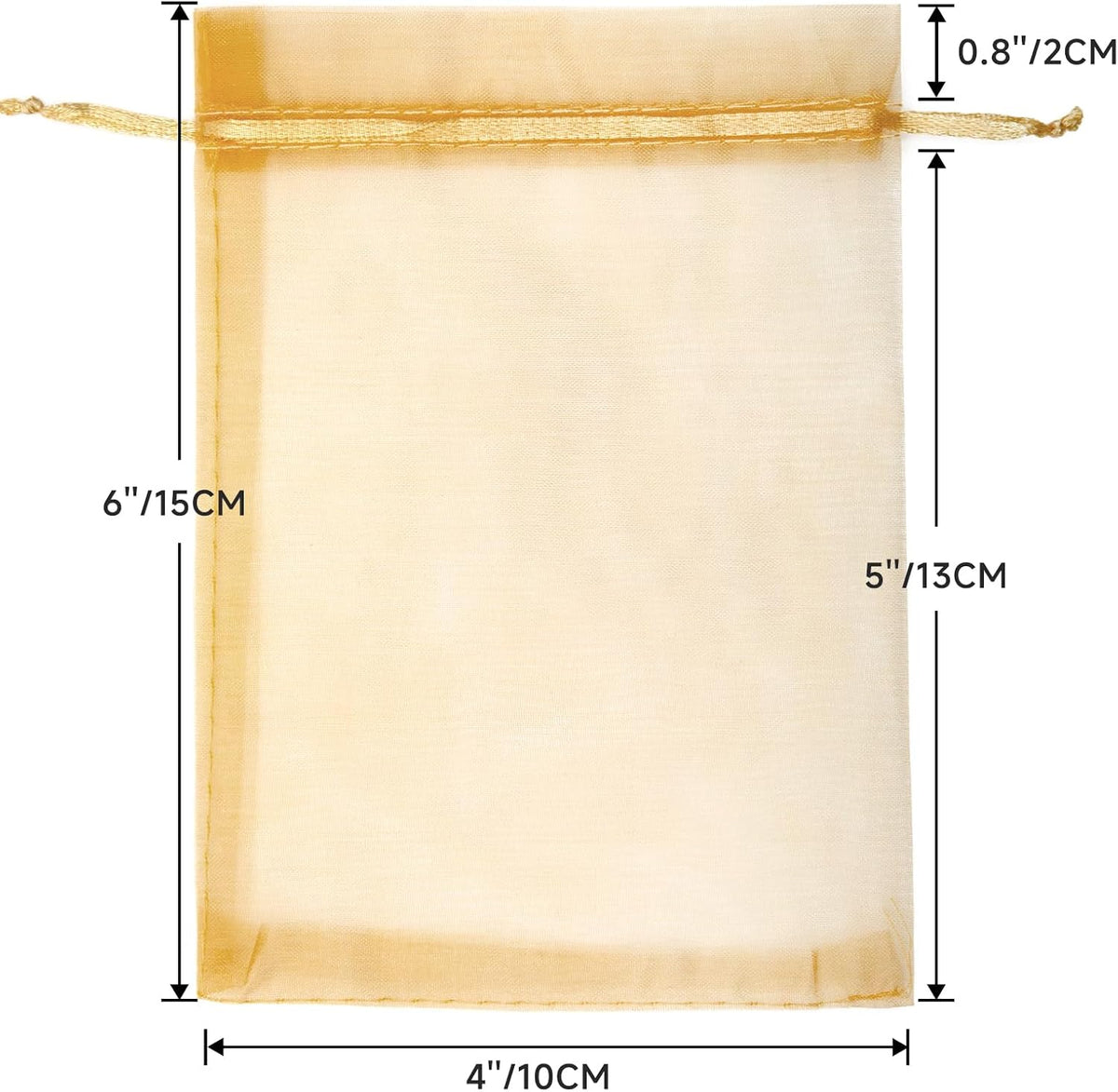 G2PLUS 100PCS Gold Organza Bags, 4x6 in Sheer Mesh Drawstring Bag