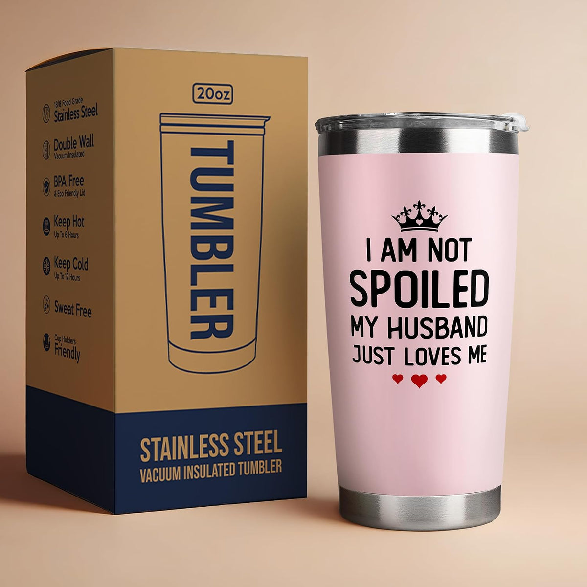 KatAndNat Gifts for Wife from Husband - Wedding Anniversary for Women, Christmas, Birthday, Mothers Day Gifts for Wife - Romantic Wife Gift for Her - 20 Oz Pink Tumbler