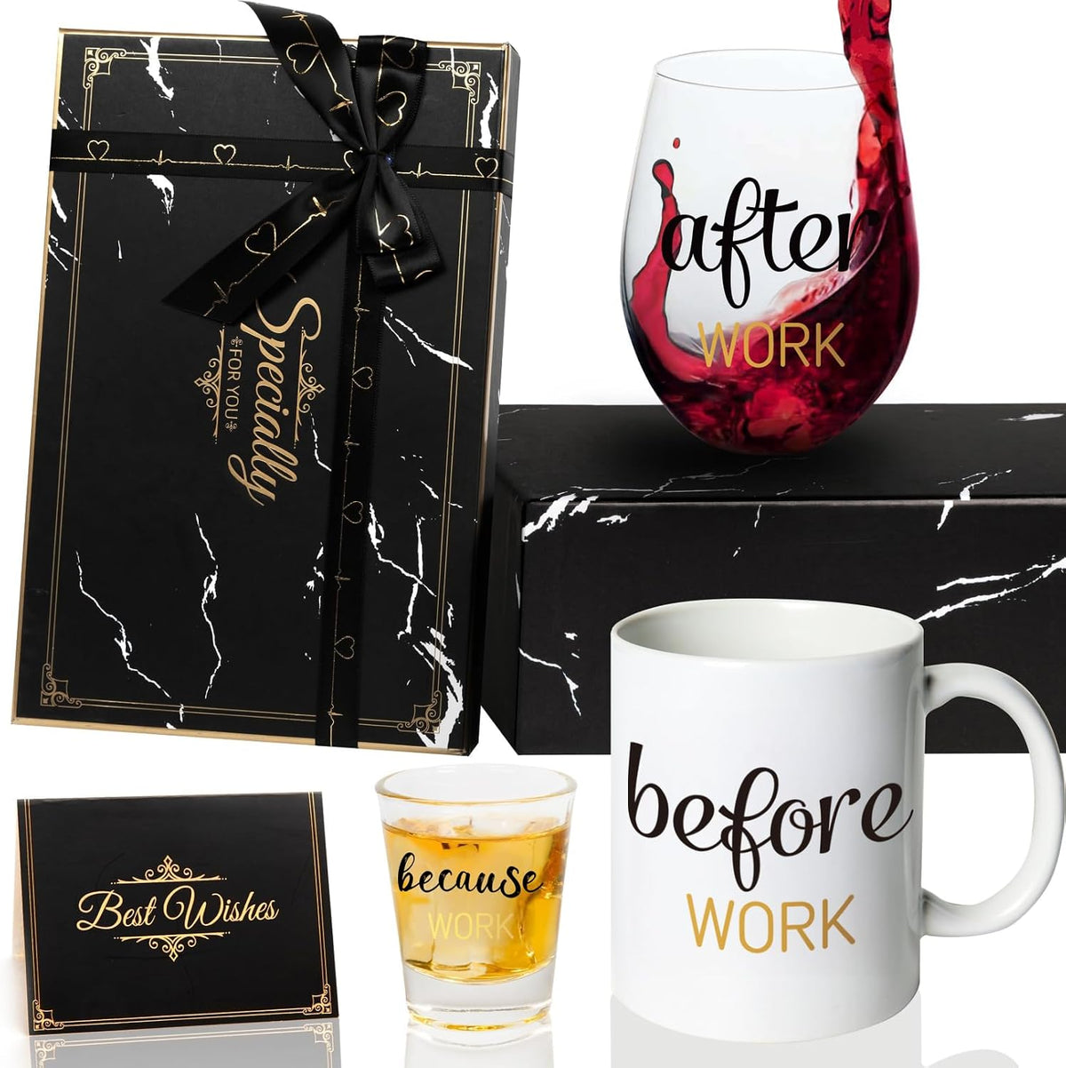Before Work After Work Because Work Cup Drinkware Gift Set for Men Women