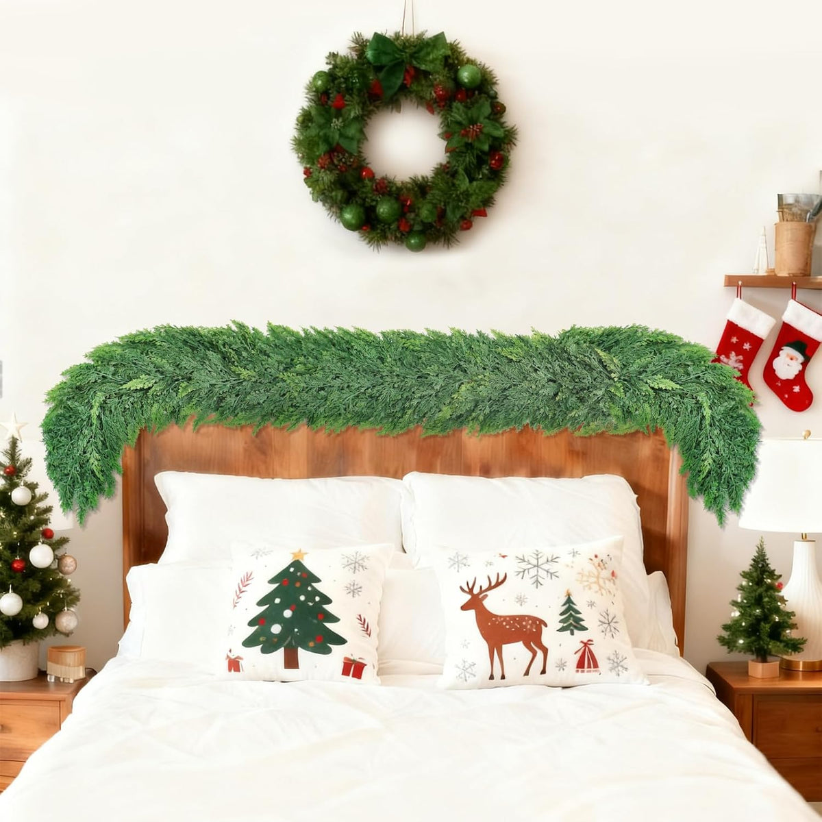 6ft Christmas Cedar Garland with Soft Thickness Pine,Thick and Lush,Artificial Green Faux Cedar Pine Garland for Christmas Winter Home Mantel Fireplace Holiday Party DÃ©cor (6FT)