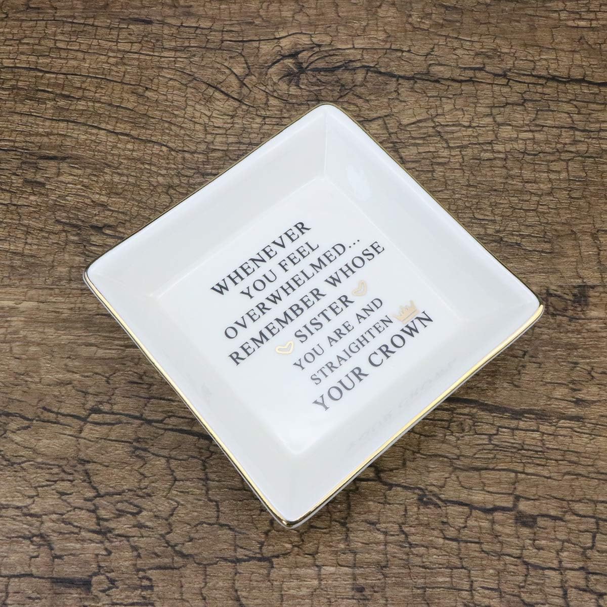 JoycuFF Inspirational Gift for Sister - Sister Gifts for Birthday, Christmas, Mother's Day - Trinket Dish Decorative Ring Dish Jewelry Tray Home Decor