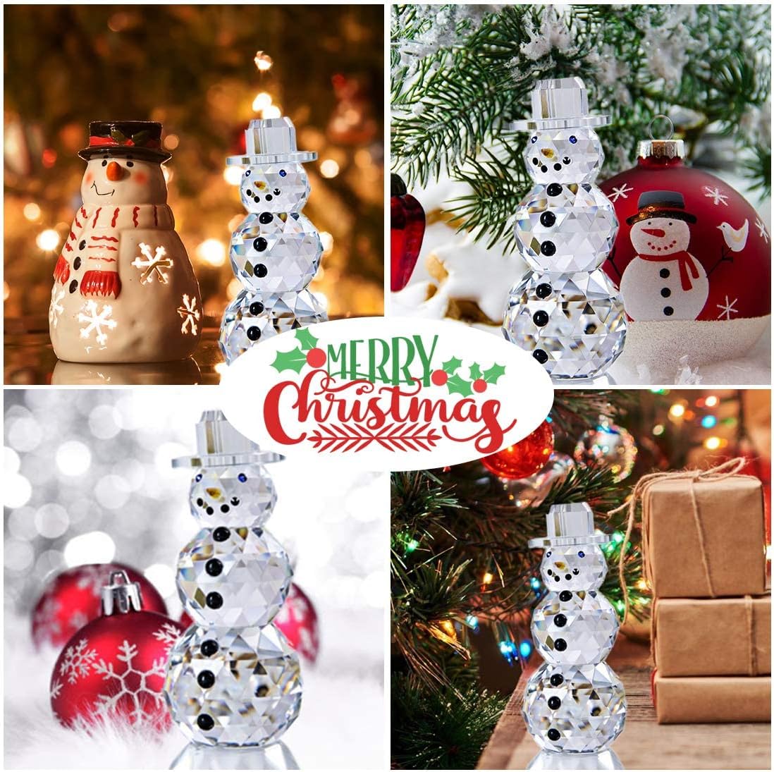 4.4" Crystal Snowman Figurines Collectibles with Hat