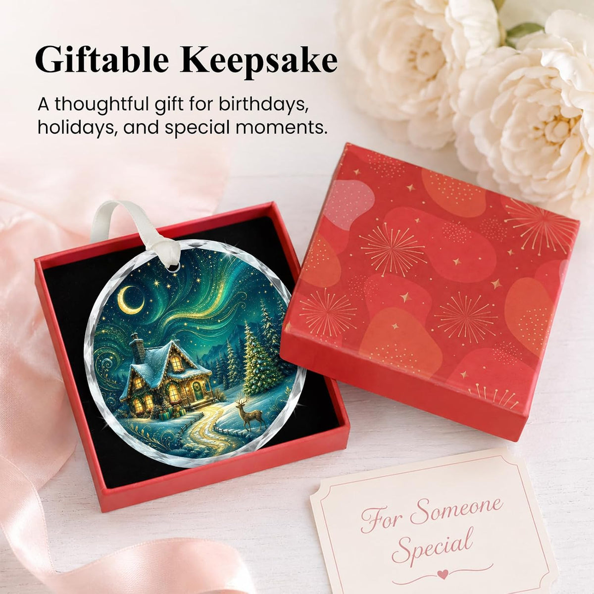 Starry Night Christmas Ornaments 2026, Glass Northern Lights Ornament