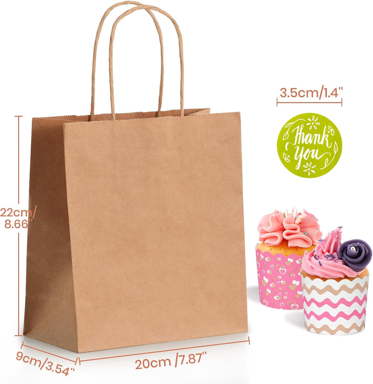 Parmedu Small Paper Gift Bags with Handles, 6 Colors, 30 Pack