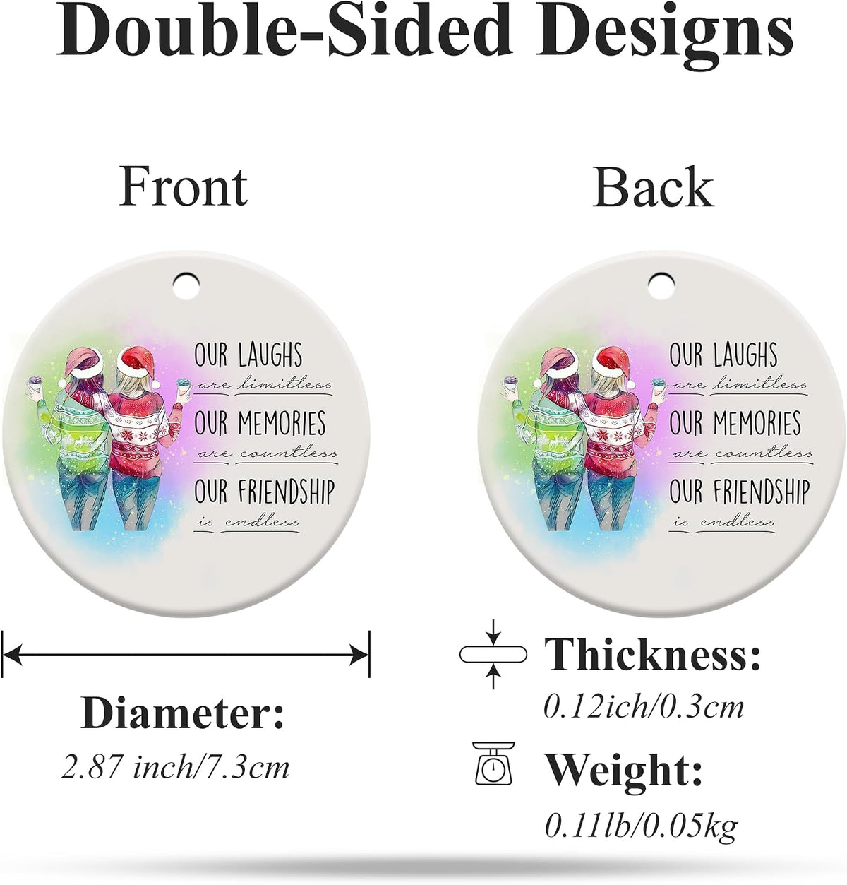 Gifts for Friends Women, Friends Christmas Ornaments, Bestie Gifts for Women, Best Friend Ornament Ceramic Ornament