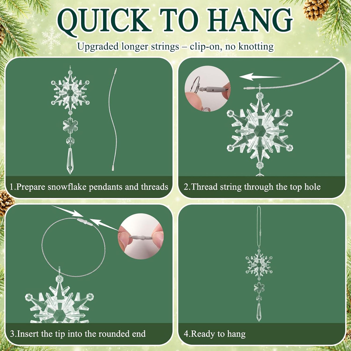 Crystal Ornaments for Christmas Tree Winter Wonderland Decorations