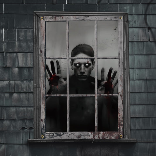 Ghost Screen Halloween Window Curtain Scary Zombie Curtain for Indoor/Outdoor Decor | USA Decoration®