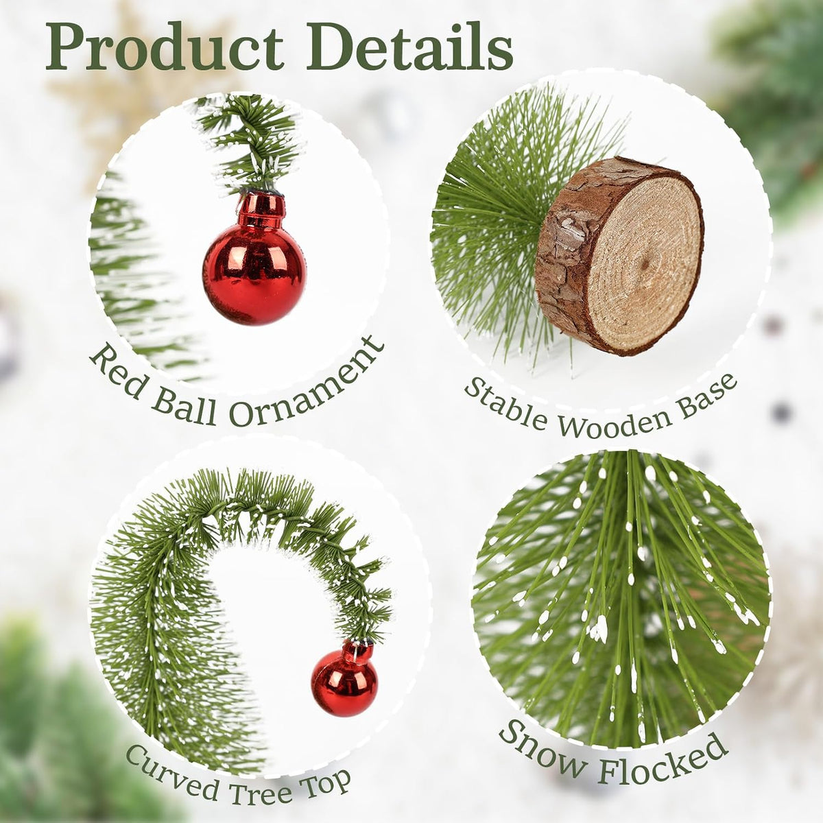 6 Pack 7" Mini Christmas Trees Curved & Straight Bottle Brush Sisal Trees