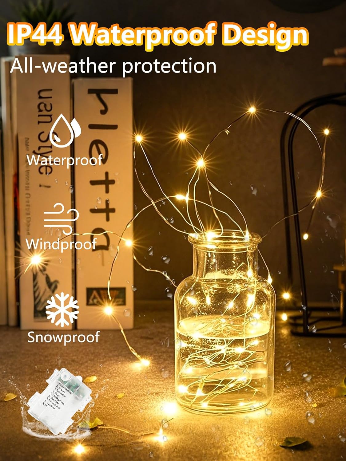 4 Pack Fairy Lights Battery Operated with Remote 33FT 100 LED Warm White