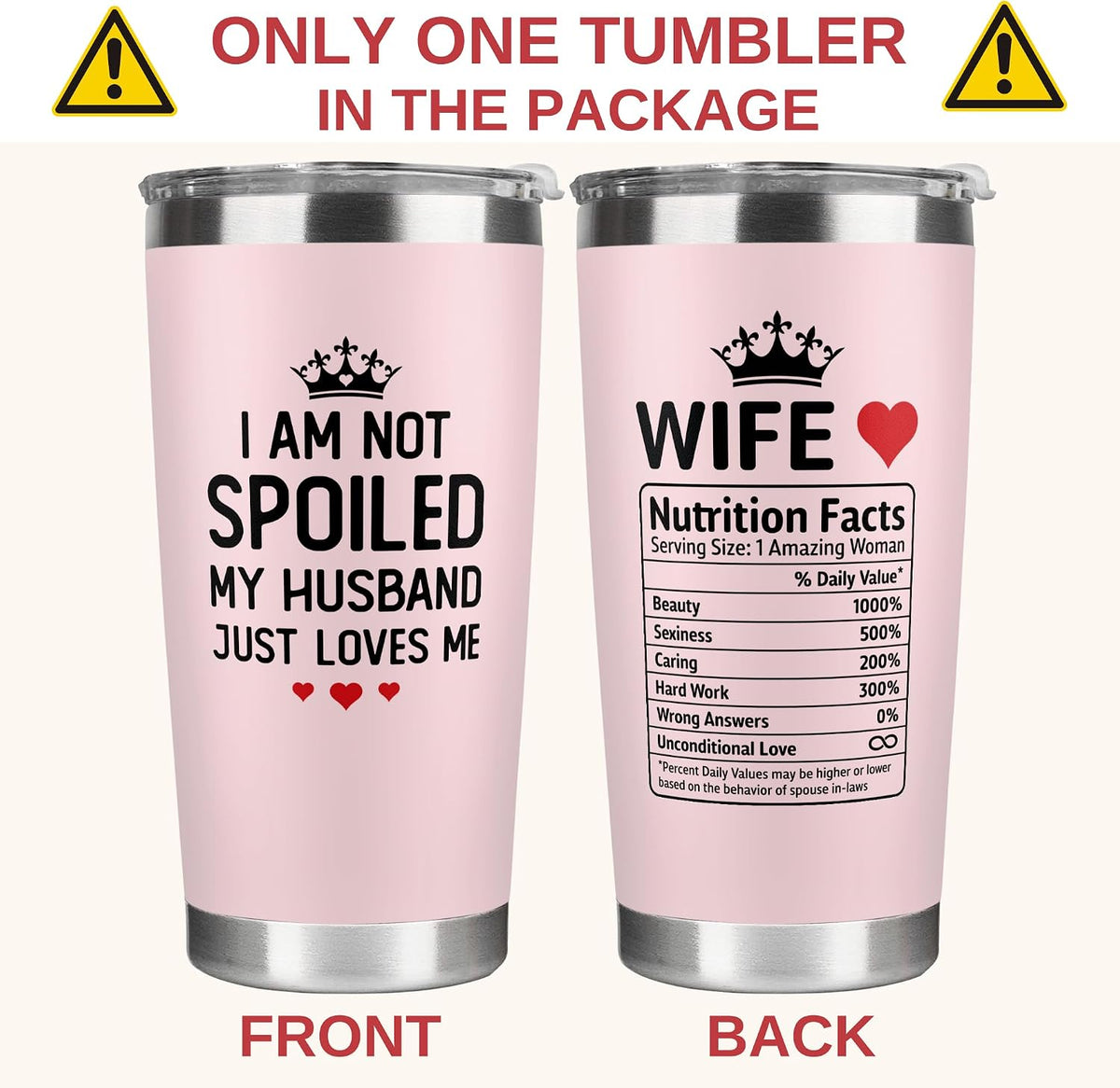 KatAndNat Gifts for Wife from Husband - Wedding Anniversary for Women, Christmas, Birthday, Mothers Day Gifts for Wife - Romantic Wife Gift for Her - 20 Oz Pink Tumbler