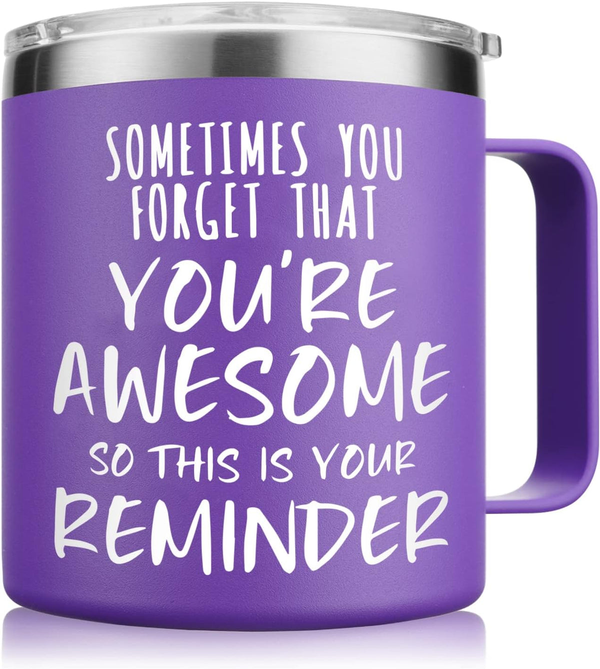 NOWWISH Inspirational 14oz Purple Mug with Handle, Sometimes You Forget You're Awesome Stocking Stuffer for Women, Unique Christmas Birthday Gifts for Her, Mom, Daughter, Wifeâ€‹
