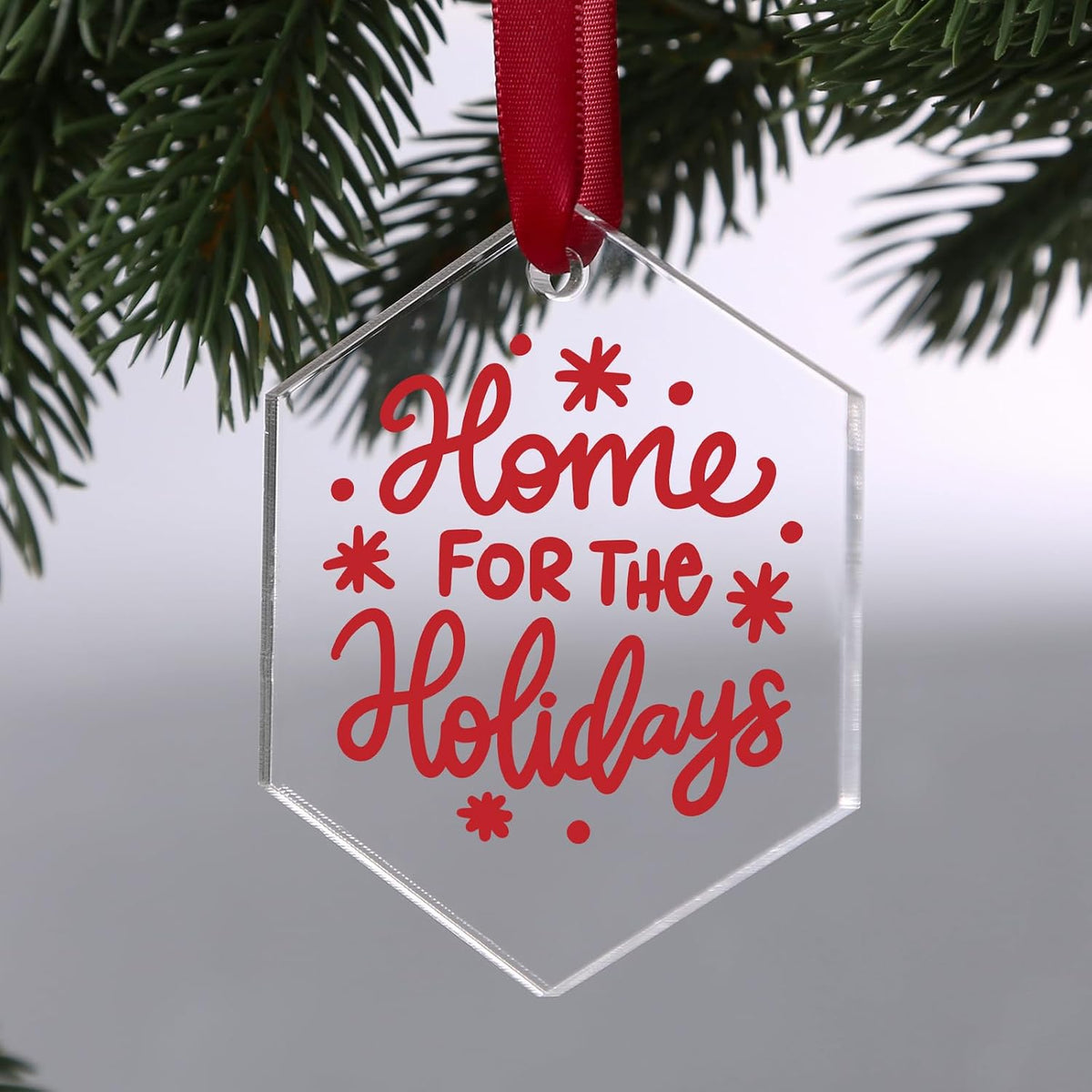 UNIQOOO 18 Pack 3'' Clear Hexagon Acrylic Christmas Ornament, 4mm Extra Thick, DIY Blank Xmas Bauble Hanging Tree Decoration, Stocking Name Tag, Memento