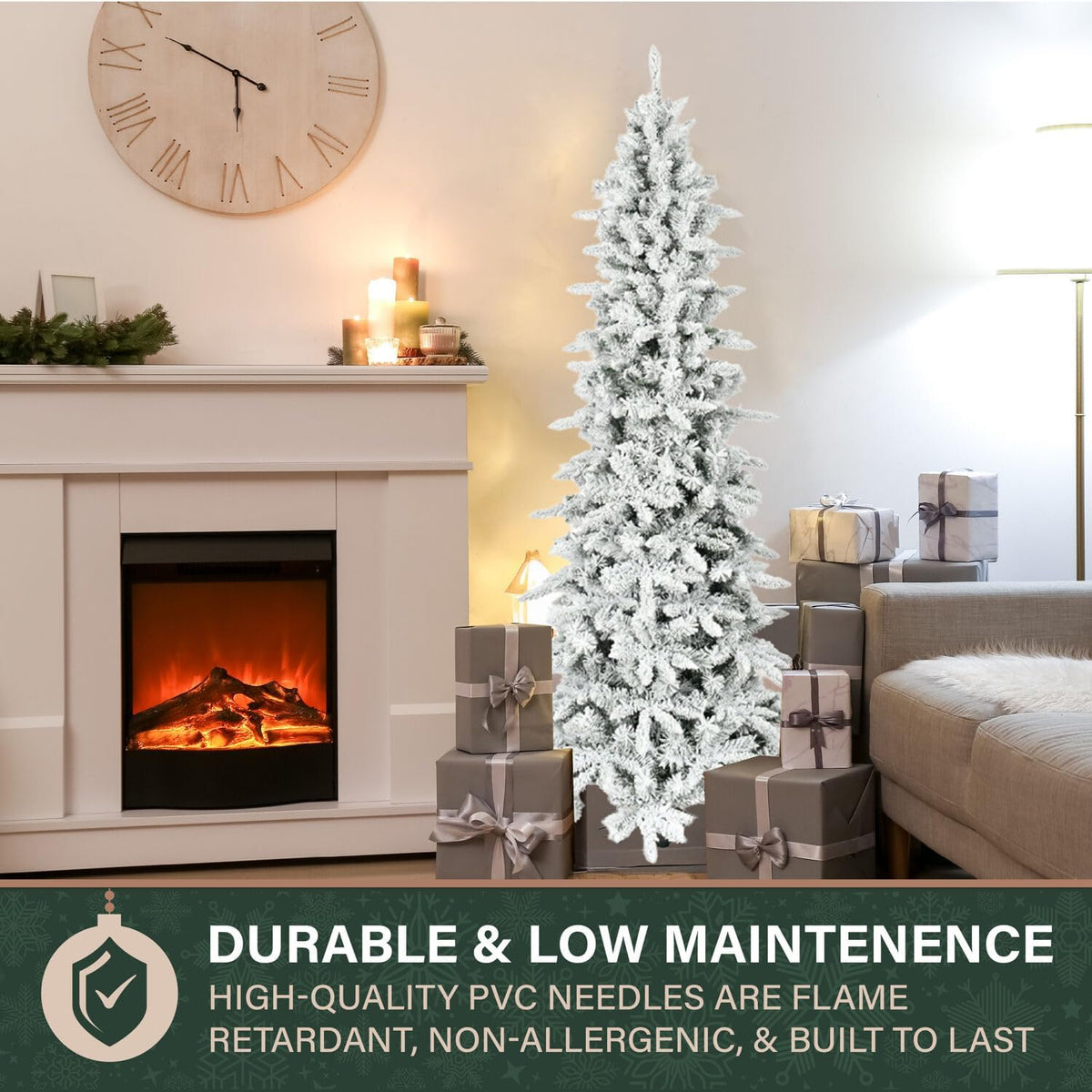 Fraser Hill Farm 6.5-Ft Slim Mountain Pine Christmas Tree with Stand