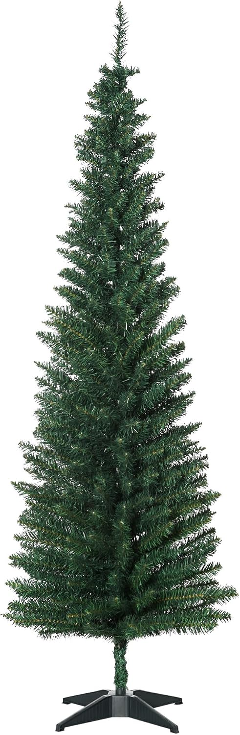 HOMCOM 6' Artificial Pencil Christmas Tree 390 Realistic Branch Tips Green