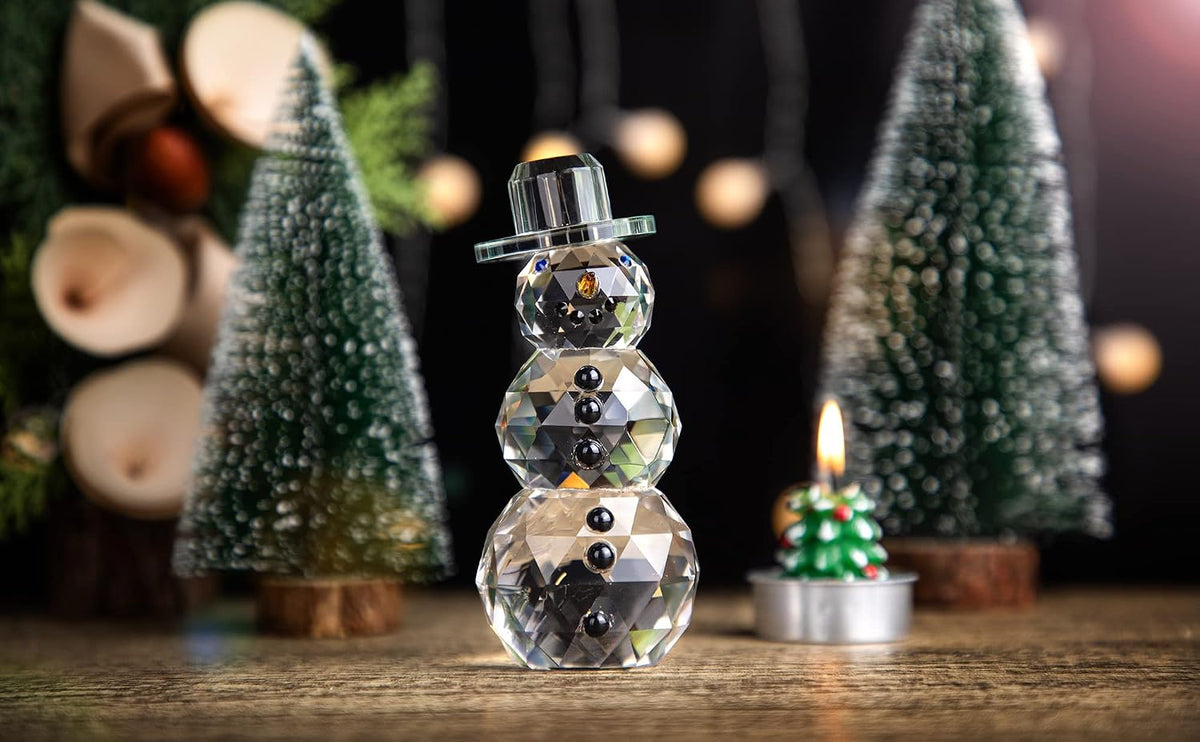 4.4" Crystal Snowman Figurines Collectibles with Hat