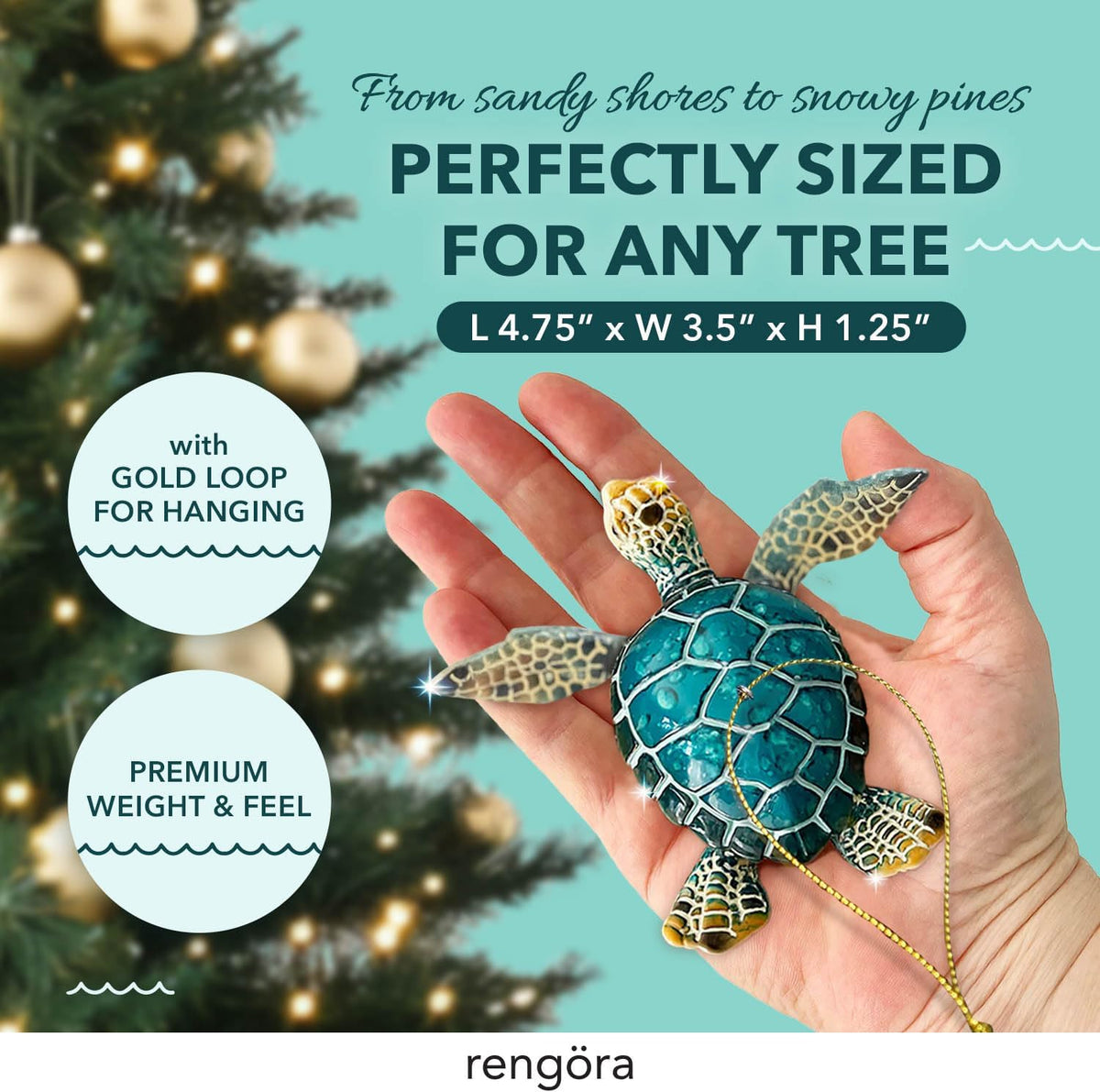 RengÃ¶ra Blue Sea Turtle Christmas Ornament, Hand-Painted and Gift Boxed