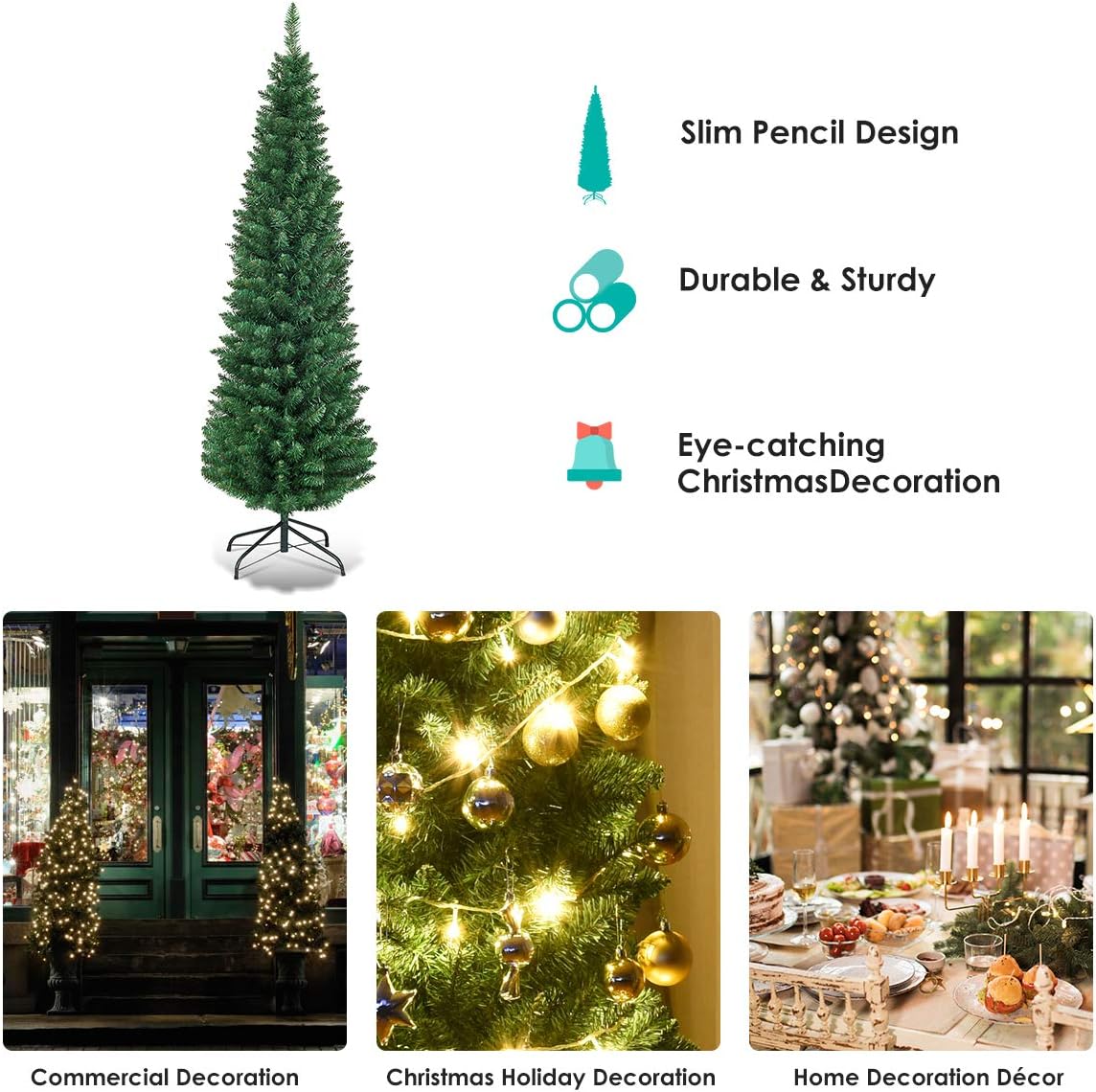 6.5ft Pencil Christmas Tree | USA Decoration